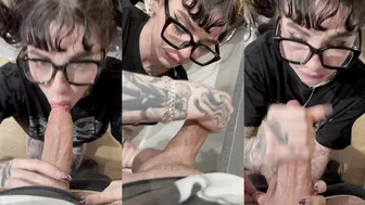 Emily Oram's Pigtail Glasses Goth Girl POV Deepthroat Blowjob | NSFW Drop Edition