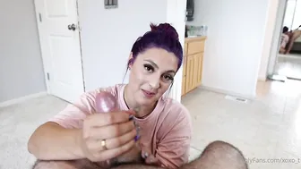 Tati Evans, Jerking Off Big Cock on Natural Breasts