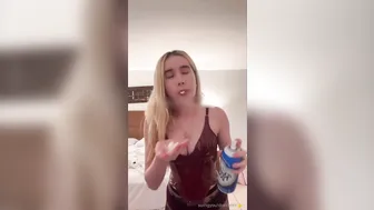 Lil Tay, Red Leather Bodysuit with Whipped Cream Play