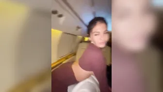 Amanda Trivizas, Naked Large Breasts Tease on Private Plane