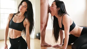 3 Gym Fit Girl Getting Down On Her Knee Lick Like A Pet - AI