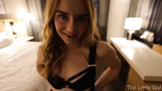 Thelittlered, Petite Beauty in BWC Encounter with Strappy Lingerie