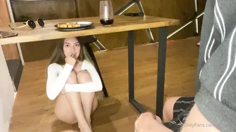 Solazola, Skinny Teen in Under-Table Oral Encounter