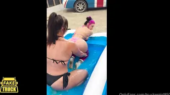 Truckergirl850, Two Curvy Babes in Slimey Pool Oral