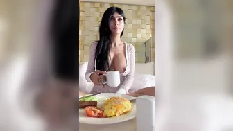 Mia Khalifa, Hotel Room Morning Breakfast Breast Tease
