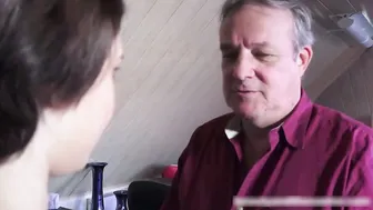 Young Busty Maid Cleaning Not Satisfy by Fat Old Boss