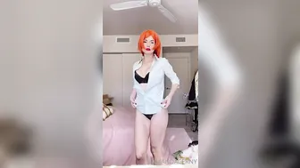 Amanda Cerny, Sexy Lingerie Striptease in Shirt