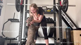 Bethany Lily, Teasing Large Breasts in Gym Squat