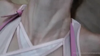 Caroline Zalog, Pink Leather Strappy Lingerie Tease