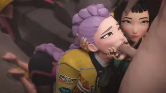 Kpop Demon Slayer Zoey Helping Rumi To Suck Cock - AI