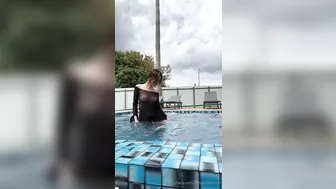 Natalie Roush, Sexy See-Through Mesh In The Pool