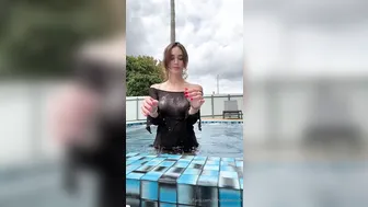 Natalie Roush, Sexy See-Through Mesh In The Pool