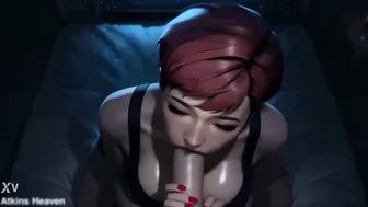 Short Hair Stepsis Curl Into Your bed Giving SLoppy Blowjob - AI