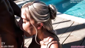 BLonde Teen Deepthroat BBC at Pool SIde - AI