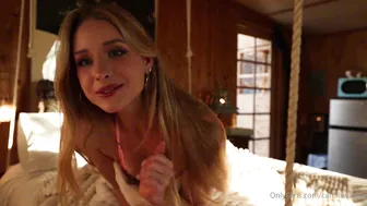 Caroline Zalog, Swinging Bed Micro Bikini Tease