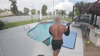 Bigbootybailey, Littlelyssyy, Poppichulo34, Two skinny teens taking turns on a black stud by the pool