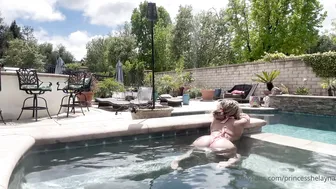 Princess Helayna, Ebony Model Bikini Tease in Pool