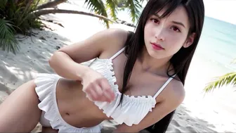 Stunning Asian in Bikini Sucking Cock During Beach Photo - AI