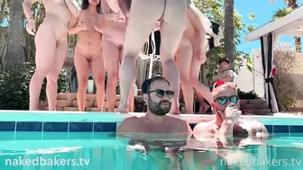 Naked Bakers, Austin And Lev Gets Peed On In The Pool