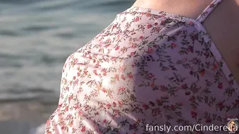 Cinderella Story, Braless Sundress Public Beach Flashing