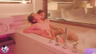 June Liu, Allie Rose, Two Sensual Lesbians in the Bathtub