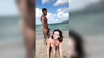Eve Sweet, Troy Francisco, Petite Beauty with BBC on Public Beach