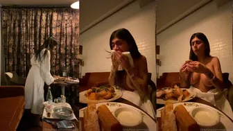 Mia Khalifa's Cute Arab Babe Having Dinner Topless | Uncensored Video Edition