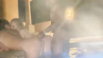 Sophia Del Mar, Lena Paul, Troy Francisco, FFM Threesome in Outdoor Hot Tub