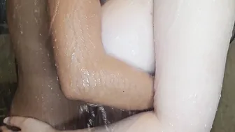 Suki Sin, Ember Snow, Wet Interracial Lesbian Beauties in Shower