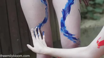 Emily Bloom, Mary Moody, Fire and Ice Body Paint in Backyard