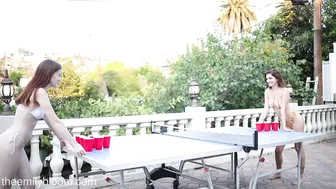 Emily Bloom, Skye Blue, Two Hot Beauties Bikini Beer Pong