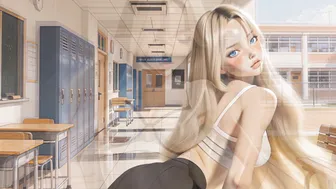 Hot Blonde School Girl Teen Give Sloppy Blowjob - AI