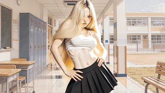 Hot Blonde School Girl Teen Give Sloppy Blowjob - AI