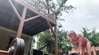 Lora Cross, Naked Backyard Workout with Weights