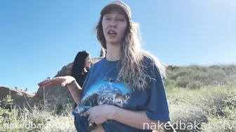 Naked Bakers, Ellie James, Lesbian Friends Hiking Pee in Nature