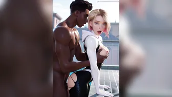 Gwen Miles Spider-Woman Takes Black Spidey Cock