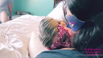 Realhotwife4U, Sexysarabee, Two Hotwives Sharing Lucky Husband with Cuckold Cleanup