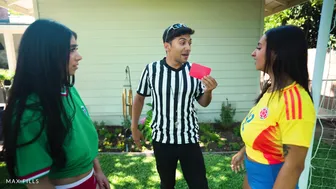 Hailey Rose, Violet Myers, Max Fills, Two Busty Latinas Getting Red Card Penalty