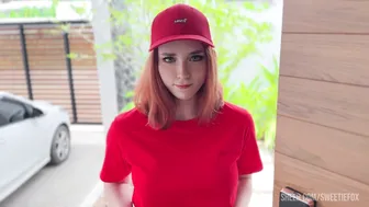 Sweetie Fox, Redhead Pizza Delivery Beauty Gets Big Dick as Payment