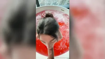 Paige Insco, Big Cock Blowjob in Red Bathtub