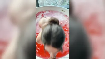 Paige Insco, Big Cock Blowjob in Red Bathtub