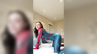 Emily Black, Spider-Girl in Ripped Costume Riding Dildo