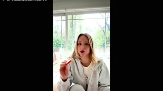 Caroline Zalog, Blonde Model Teasing in See-Through Lingerie on Livestream