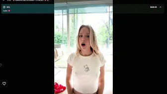 Caroline Zalog, Blonde Model Teasing in See-Through Lingerie on Livestream