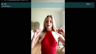 Caroline Zalog, Blonde Model Teasing in See-Through Lingerie on Livestream
