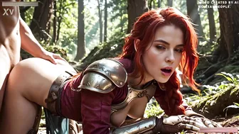 Redhead Female Knight Defeated Isolated And First Time Fuck In Woods