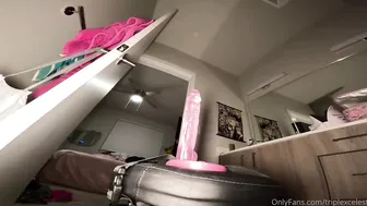 Triplexceleste, Creamy Riding A Pink Dildo On A Stool