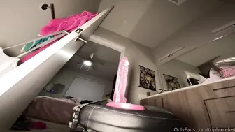 Triplexceleste, Creamy Riding A Pink Dildo On A Stool