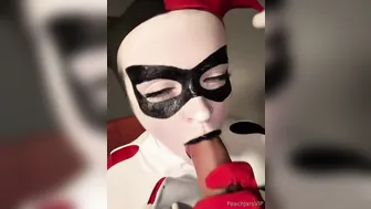 Peachjars, Harley Quinn Sloppy Blowjob for Huge Dildo