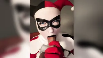 Peachjars, Harley Quinn Sloppy Blowjob for Huge Dildo
